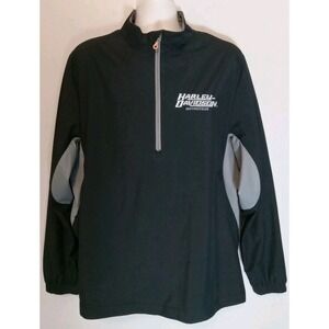 harley davidson Black Grey 1/4 Zip Pullover Windbreaker‎ Jacket Size Xl